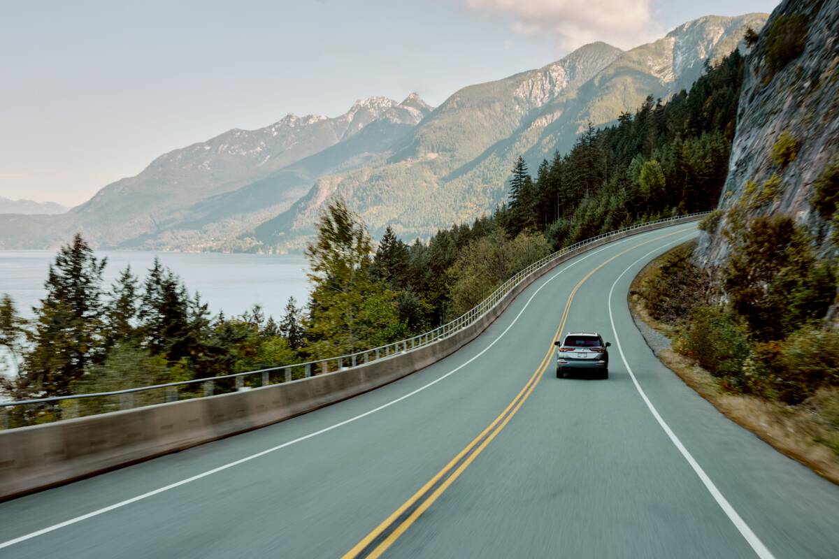 Driving on the Sea-to-Sky highway near Horseshoe Bay