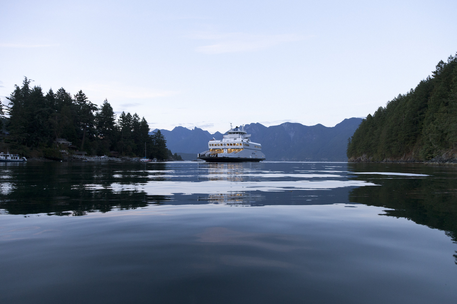 A ferry on the water