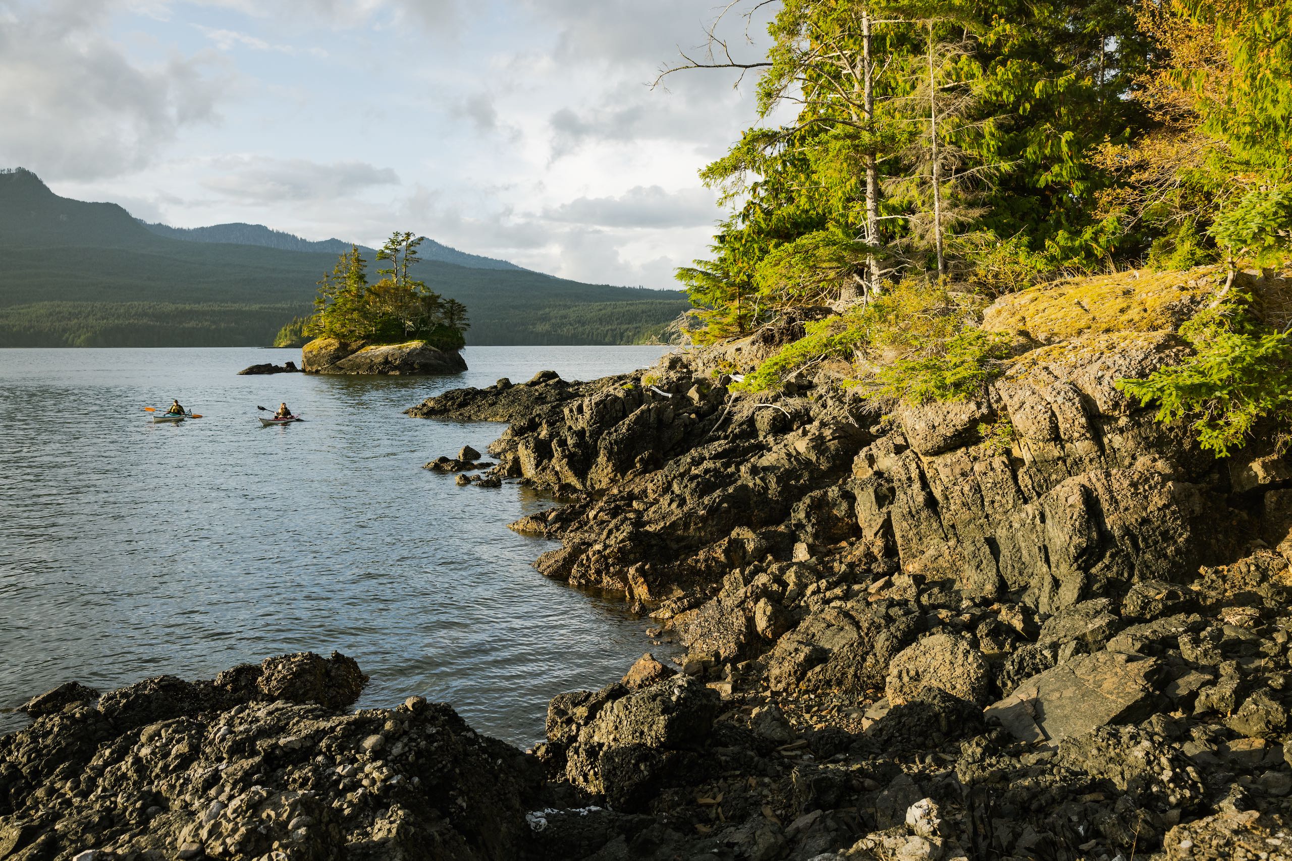 Kayaking near Daajing Giids in Haida Gwaii.