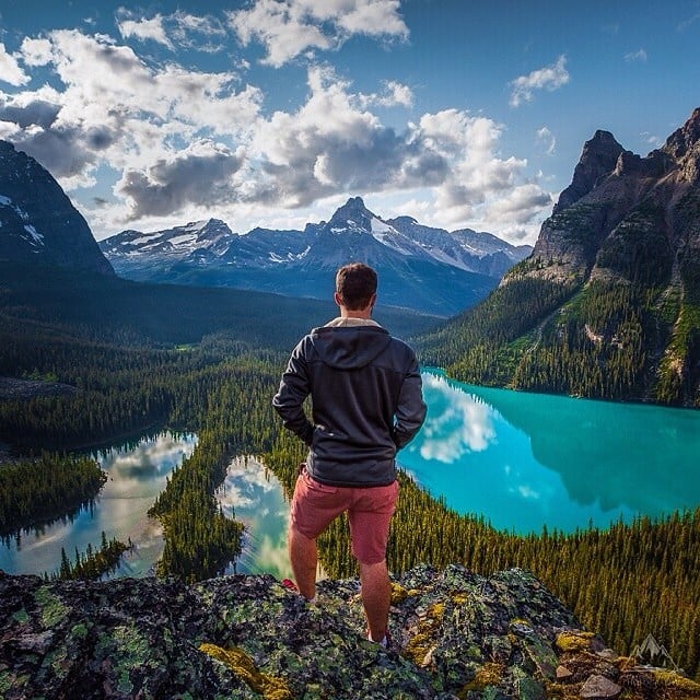 Taking in the views at Lake O’Hara in Yoho National Park. Photo: @calsnape via Instagram