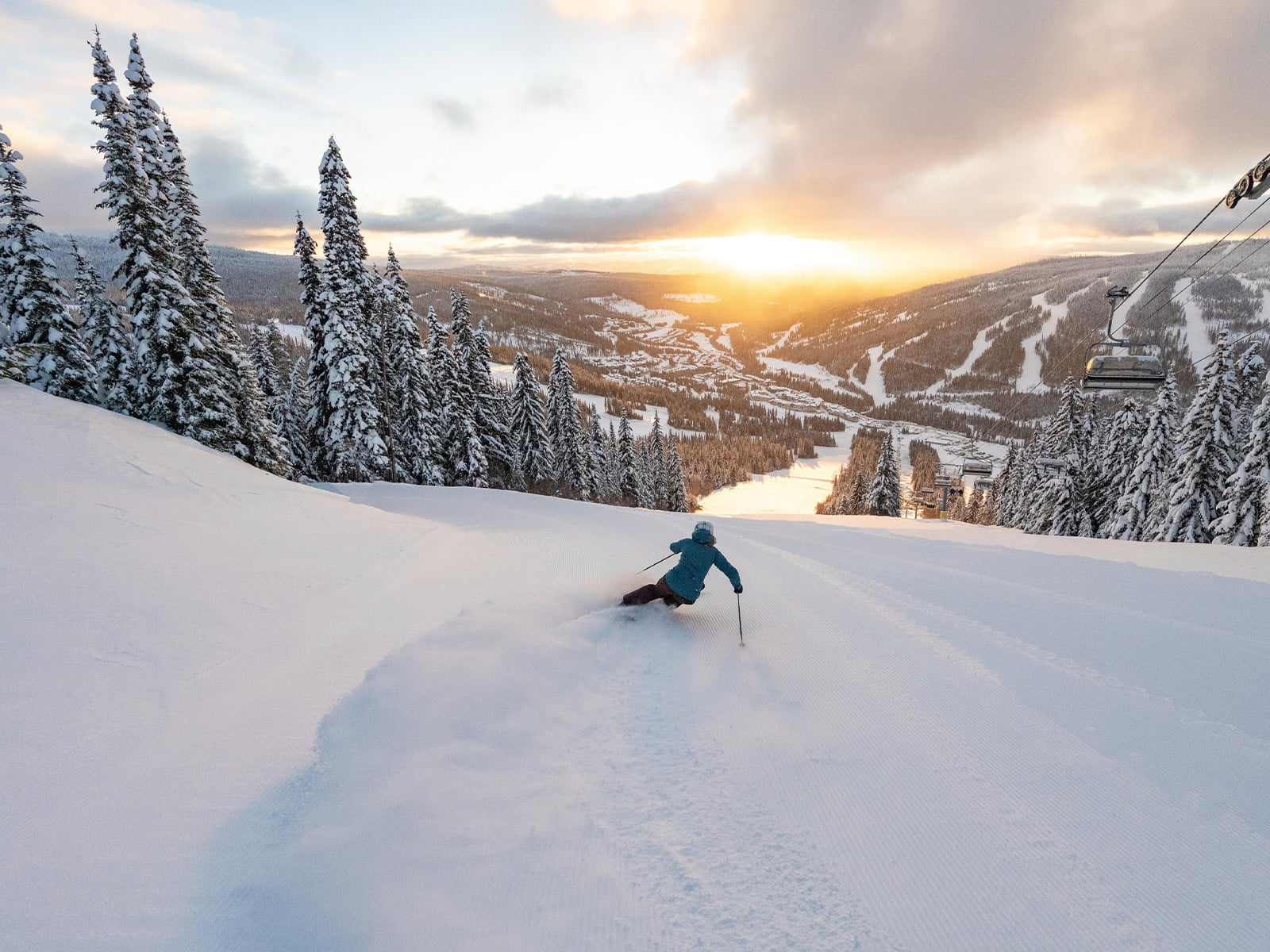 A skier at Sun Peaks Resort in BC, Canada