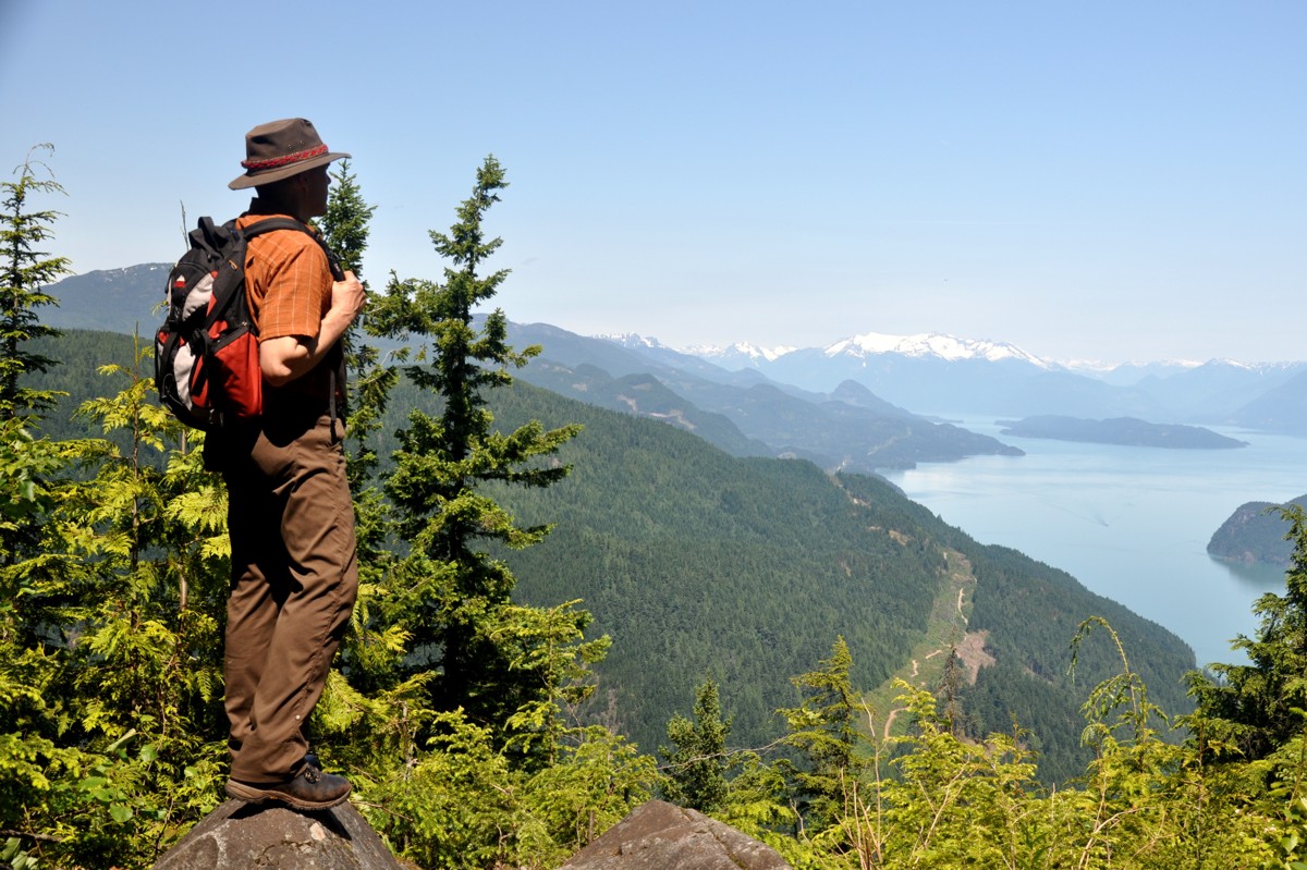 A person hiking the Harrison Grind in Harrison River Valley, BC